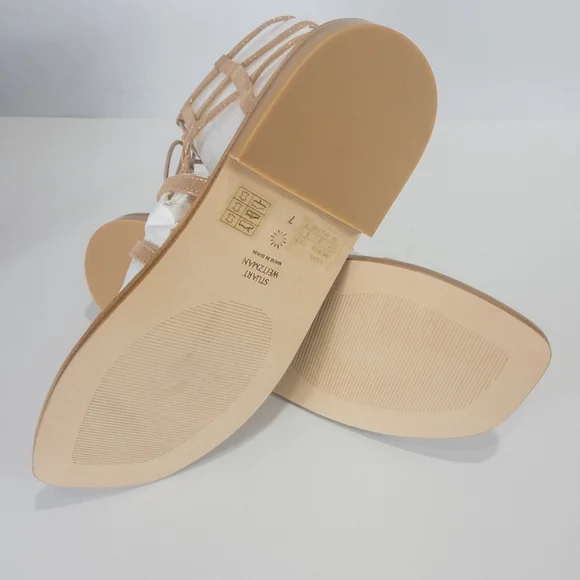 Stuart Weitzman Kora Lace-up Gladiator Sandals Tan -7 - Picture 9 of 9